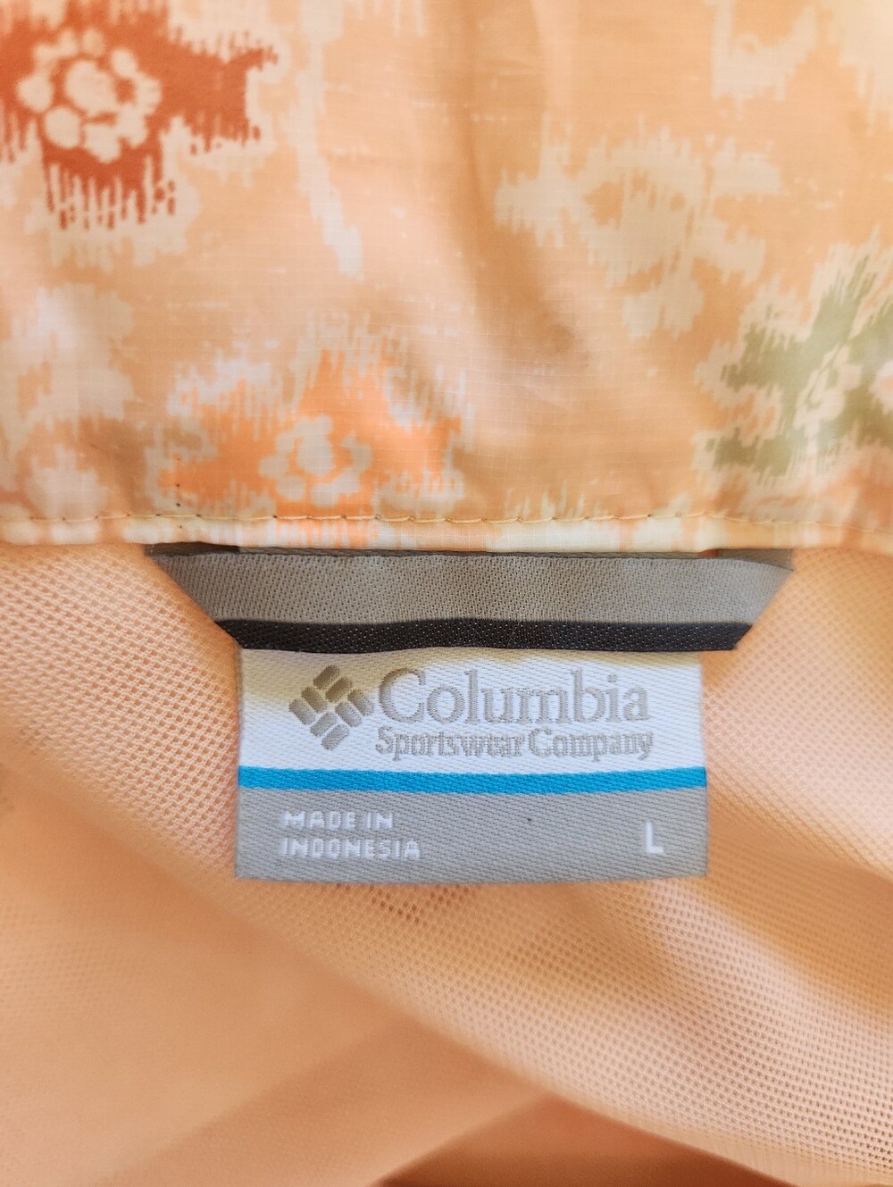 Columbia Women's Hooded Windbreaker Rain Jacket Peach Multicolored Sz Large - Picture 3 of 12